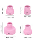 Premium Ceramic Welding Cup Set Alumina Lens Kit For WP9 20 25 17 18 26 TIG Torch, four pink alumina cups, varying sizes.