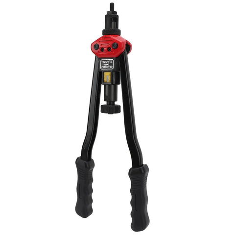 16 Inch Hand Blind Riveter And Rivet Nut Setter Kit With 10 Mandrels And 110 Rivet Nuts, Heavy Duty Universal Riveting Tool For Metal Plastic Wood, Ergonomic Anti Slip Handle Delivers About 265 Lbs Pulling Power, front view