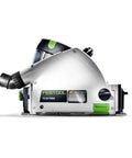 Pro Shop Ready Track Saw Delivering Heavy Duty Performance With 1200 Watt Motor And Hella Precise Negative One To Forty Seven Degree Bevel Cuts Plus Smooth Operation Guide Rail System side view showing the motor and rail system.