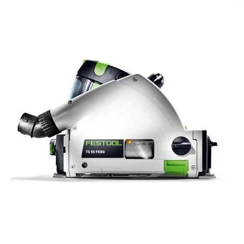 Pro Shop Ready Track Saw Delivering Heavy Duty Performance With 1200 Watt Motor And Hella Precise Negative One To Forty Seven Degree Bevel Cuts Plus Smooth Operation Guide Rail System side view showing the motor and rail system.