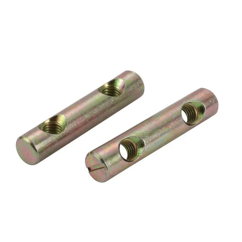 5 Pack M8x60mm Slotted Drive Cross Dowel Nuts Zinc Plated Iron Barrel Nuts Dual Hole Design For Furniture Assembly DIY Projects