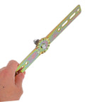 Cabilock adjustable angle hinge strip by Amazon; zinc-plated steel with mounting holes and gear wheel, side view