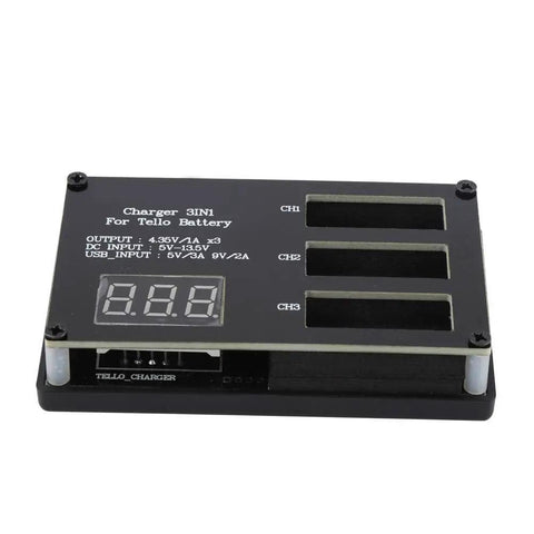 3 Bay Fast Charging Station for Tello Drone Batteries, Smart 3 in 1 Battery Charger Hub With LED Display
