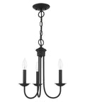 Three Light Black Steel Chandelier For Home Decor With Classic Estate Style Vibe Vintage Inspired Ceiling Fixture Durable Black Finish Perfect For Living Room Or Bedroom Soft Lighting Easy Hardwire Install Elevates Any Space