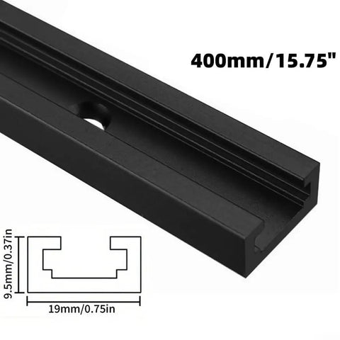 Beefy Pro Grade Aluminum T Track for Woodworking with T Slot Miter Jig, Table Saw and Router Bench Accessory, 400mm Black