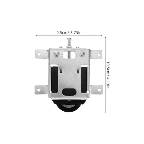 Heavy Duty Stainless Steel Sliding Door Pulley With Double Bearing Wheel For Closets Cabinets And Windows top view with measurement scale