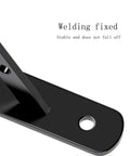 Close-up of Badass Heavy Duty Shelf Brackets Wall Mount 90 Degree Corner Bracket showing black metal finish and welding detail.