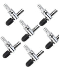 Air Flow Control T Valve For Aquarium And Fish Tank Aeration Single Way Lever Inline Valve Fits 4x6mm Air Tubing Easy Flow Regulator For Oxygenation And Aerator Setup Durable 6 Pack, showing six silver valves with black levers.