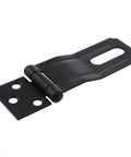 Heavy Duty Zinc Steel Swivel Safety Latch 2 Pack With Mounting Brackets Screws And Turn Knob Universal Fit For Cabinets Drawers Fences Outdoors Quick Setup And Lock It Down Tight, showing a black steel hinge.