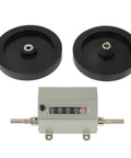 Dead Nuts Accurate Rolling Measuring Wheel For Instant Foot Tracking components, including manual reset counter and two black wheels.