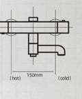 Heavy Duty Solid Brass Thermostatic Mixing Valve For Concealed Wall Piping Featuring Spot On Temp Control, top view with size markings.