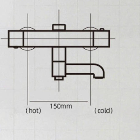 Heavy Duty Solid Brass Thermostatic Mixing Valve For Concealed Wall Piping Featuring Spot On Temp Control, top view with size markings.