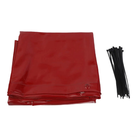 Heavy Duty Welding Curtain Screen 6 By 6 Feet Flame Resistant Vinyl Shield With UV Protection Level 6 Red shown folded with ties