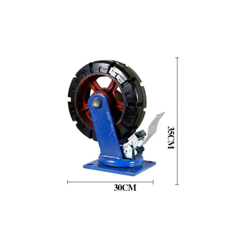 Heavy Duty Swivel Casters With Tight 360 Turn And 10 Or 12 Inch Wear Resistant Nylon Wheels Roll Smooth And Crush Weight Solid One Ton Load Bearing Universal Cart Wheel, side view with measurements.