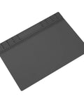 Top Shelf Anti Static Soldering Mat With ESD Safe Silicone Surface, heat resistant grey pad for tech repairs with organizer.