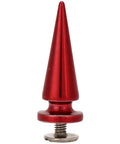 Badass Screw On Metal Spikes in red, 10x26mm, heavy duty leather hardware for fashion embellishments on bags.