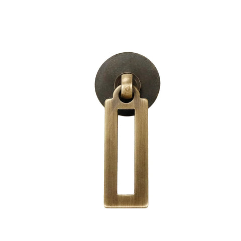 Set Of 6 Brass Cabinet Knobs And Tear Drop Pull Handles In Bronze Finish, rectangle 47x16mm, durable brass, tear drop style, top view.
