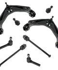 Bolt Right Up Front Steering And Suspension Kit With Ball Joints Control Arms And Tie Rod Ends, black metal parts for Chevy trucks.