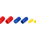 Assorted red, blue, yellow caps from Universal Vacuum Line Cap Protector Kit For Cars And Engines, PVC material in various sizes