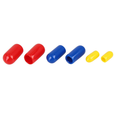 Assorted red, blue, yellow caps from Universal Vacuum Line Cap Protector Kit For Cars And Engines, PVC material in various sizes