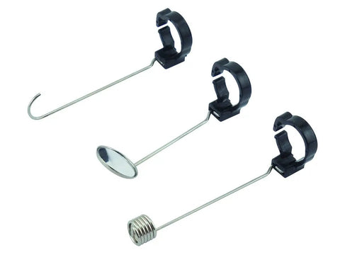 Three attachments for Waterproof Borescope Video Inspection Camera With 1 Meter Long Cable And 8 Millimeter Diameter Camera Head.