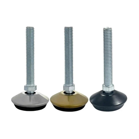 Three adjustable furniture feet with self leveling screws, part of Eight Piece Adjustable Furniture Feet Set With Self Leveling Screws.