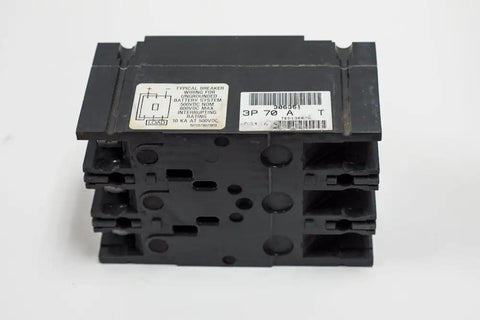 Premium Industrial Circuit Breaker 3 Pole 240 Volt 50 Amp Thermal Magnetic Molded Case With 10 Kiloampere Rating, front view