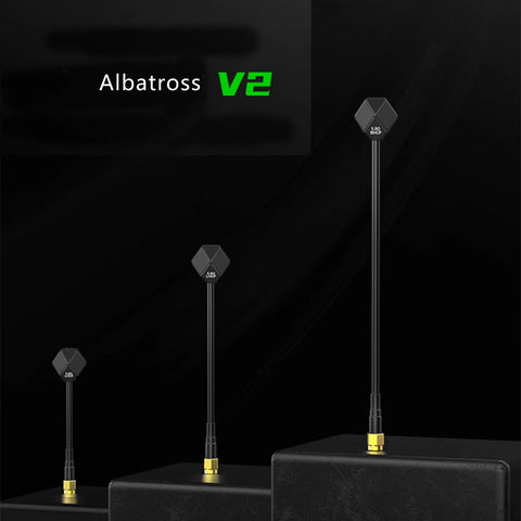 Display of Albatross V2 2 Pack 5.8GHz FPV Antenna RHCP SMA 3dBi 90mm Ultralight Durable Hexagon Body Right Angle Mount