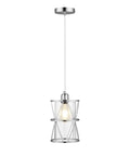Modern Cylindrical Pendant Light With Dual Shade In Brushed Nickel And Clear Glass For Kitchen Island Sink Dining Room Bar And Foyer