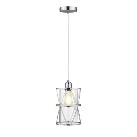 Modern Cylindrical Pendant Light With Dual Shade In Brushed Nickel And Clear Glass For Kitchen Island Sink Dining Room Bar And Foyer