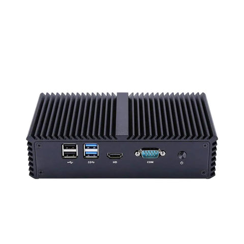 Hella Reliable Rock Solid Intel Core I5-5200U Quad Gigabit Ethernet Mini PC Barebone Aluminum Chassis back view with ports
