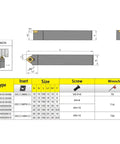 Technical diagram of SCMCN tool holder and turning inserts for Four Pack Beefy Carbide Turning Inserts CCMT09T304 And CCMT32.51 With SCMCN1212H09