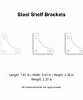 Solid White Steel Shelf Brackets for Garage and Warehouse Storage Built Tough for Standard Angle Profiles dimensions diagram