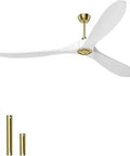 70 Inch White Ceiling Fan With Remote Control No Light Energy Efficient DC Motor Three White Balsa Wood Blades