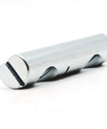 Close-up of a cylindrical metal Replacement Cross Dowel Barrel Nut for Table Leg Connectors Compatible With Part 110912 Fits RONNINGE KLIMPFJALL EKEDALEN PINNTORP And Similar Dining Tables Durable Hardware Repair Kit For Easy Assembly And Long Lasting Support tool.