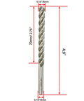 End mill bit, 5/16 in cutting diameter and shank diameter, extra-long straight shank, silver steel, 4.9 in overall length