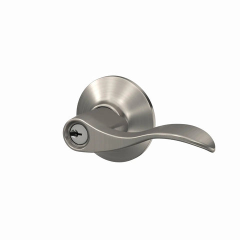 Accent Door Lever With Keyed Entry Lock In Satin Nickel, Easy Install Self Aligning Screws for Front Door Security Upgrade