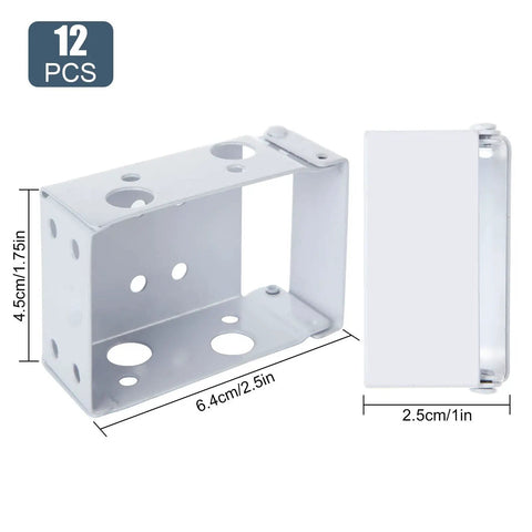 2 Inch White Low Profile Box Mount Blind Brackets Bundle, 12 Pcs Six Sets For Window Blinds Headrail Holder Installation