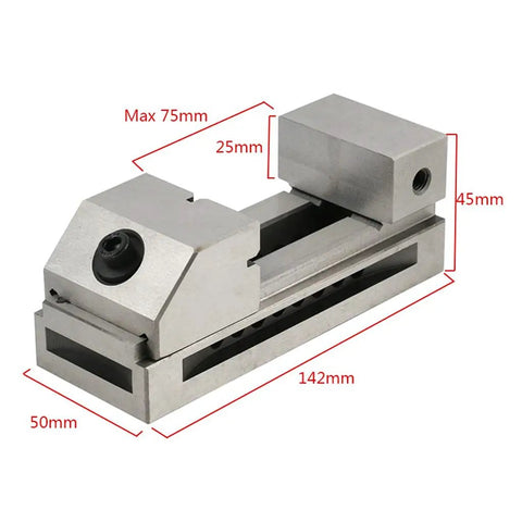 Heavy Duty Two Inch Machine Vise Built Like A Tank For Rock Solid Clamping On Cnc Mills And Surface Grinders, dimensions marked.