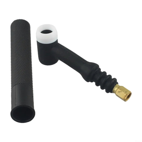Tig Welding Torch Body for WP 17F SR 17F Flexible All Day Pro Heavy Duty Performance With 150A Output Copper Connectors and Rugged Polymer Handle for Smooth Steel and Stainless Welds, angled view