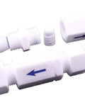No Nonsense 10 Pack PTFE Teflon Check Valves 1/8 Inch To 1/8 Inch showing valves with directional arrows for one way fluid control.