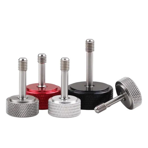 M4 X20mm Captive Screws With Knurled Thumb Heads 4 Pack Black Aluminum Body Stainless Steel Threads tough fasteners group