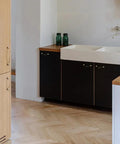 Modern kitchen with One Pack 5 Inch Titanium Silver Cabinet Handles Ball Tip Pulls With Polished Solid Brass Core And Premium Titanium Silver Finish installed on cupboards