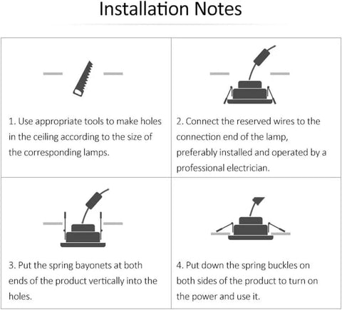 Installation notes for Top Shelf Four Pack Led Recessed Downlights Featuring Adjustable Eyeball Spotlights For Indoor Ceilings.
