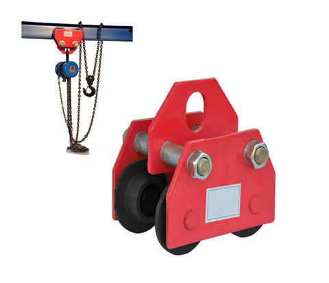 Two Ton Push Trolley Beam Trolley 4400 Lbs Capacity Dual Wheels Crane Lift For Garage Hoist Adjustable Width Rail 2.28 To 5.51 Inches Easy Suspended Hook Operation