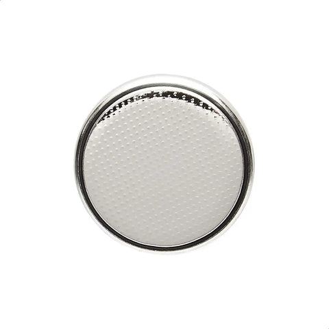 Stock Up On These Hella Reliable CR2032 3 Volt Lithium Coin Cell Batteries 4 Pack shown, circular silver battery top view.