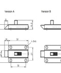 Heavy Duty Stainless Steel Sliding Door Bolt Lock Security Gate Latch dimensions and design drawings for installation.