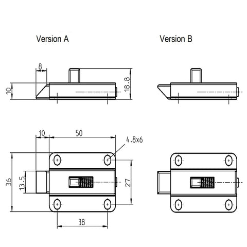 Heavy Duty Stainless Steel Sliding Door Bolt Lock Security Gate Latch dimensions and design drawings for installation.