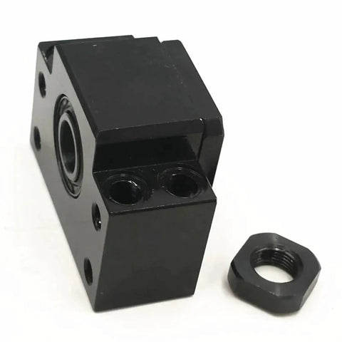 Heavy Duty Ball Screw End Support Kit For SFU1204 SFU1210 SFU1205 SFU1604 SFU1605 SFU1610 With BKBF10 BKBF12 C7 C5 Bearings, black CNC end support block and locknut