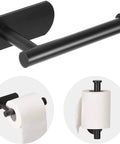 Self Adhesive Toilet Paper Holder Wall Mount Matte Black Stainless Steel SUS 304 No Drilling Rustproof Command Strip Holder